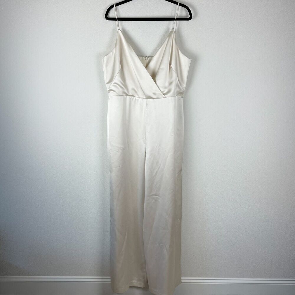 BHLDN Monique Lhuillier Bridesmaids Doutzen Wide Leg Jumpsuit Size 18 Ivory NWT - Picture 3 of 16